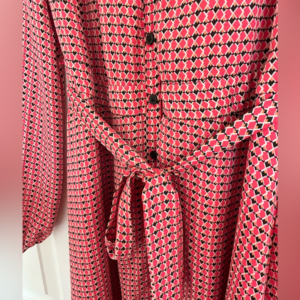 Pink, Orange Patterned Button Down Dress - image 5